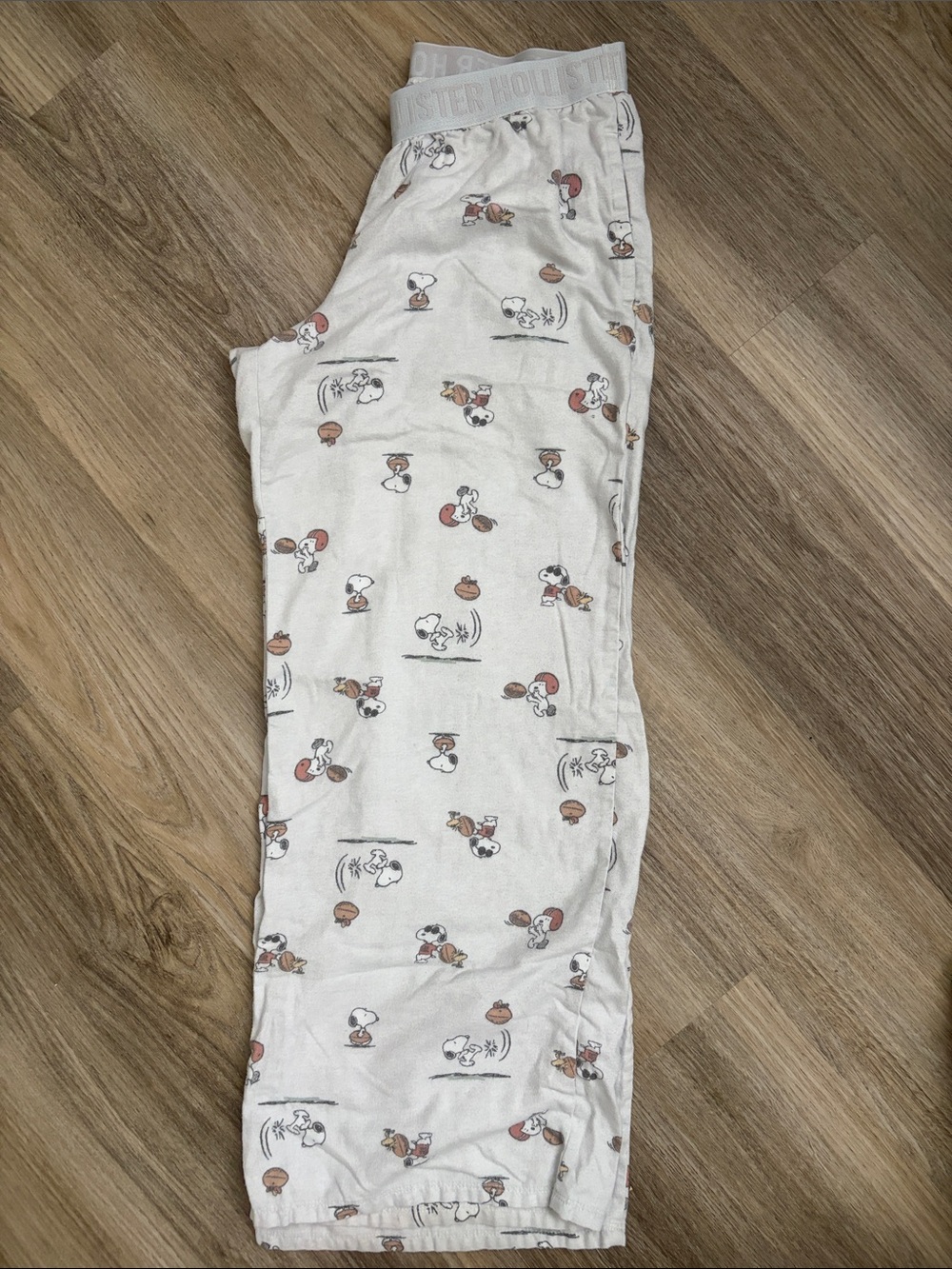 Hollister Cream Snoopy football Pajama Bottoms